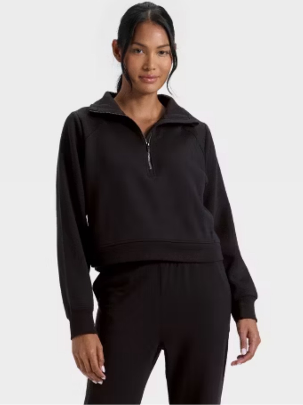 all in motion Black Half-Zip Pullover Sweater